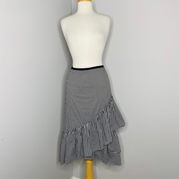 Ann Taylor gingham plated/ ruffle skirt - Picture 2 of 8